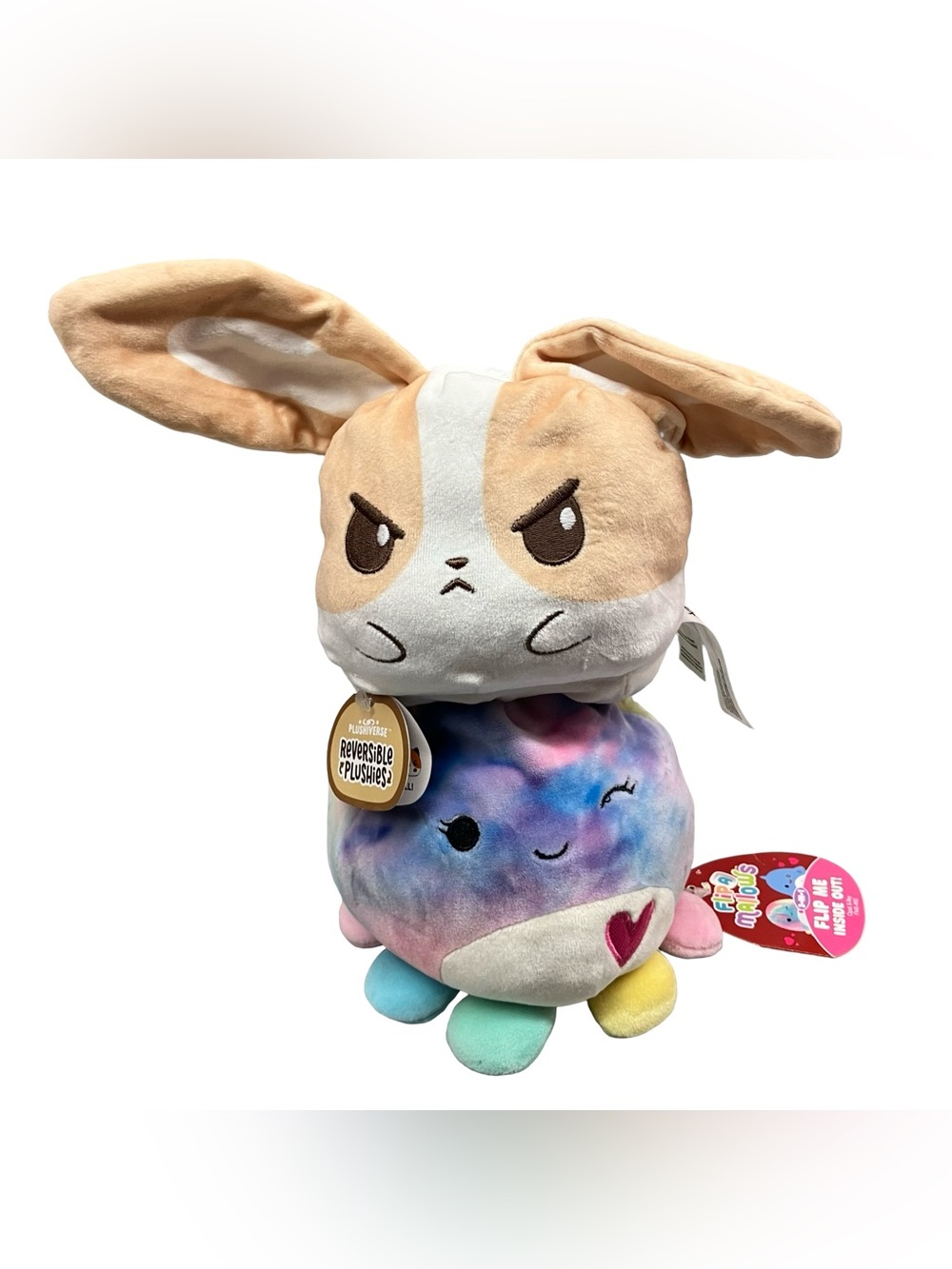 Reversible Plush Bundle TeeTurtle Bunny & Squishmallows Shark Mood Emotions New